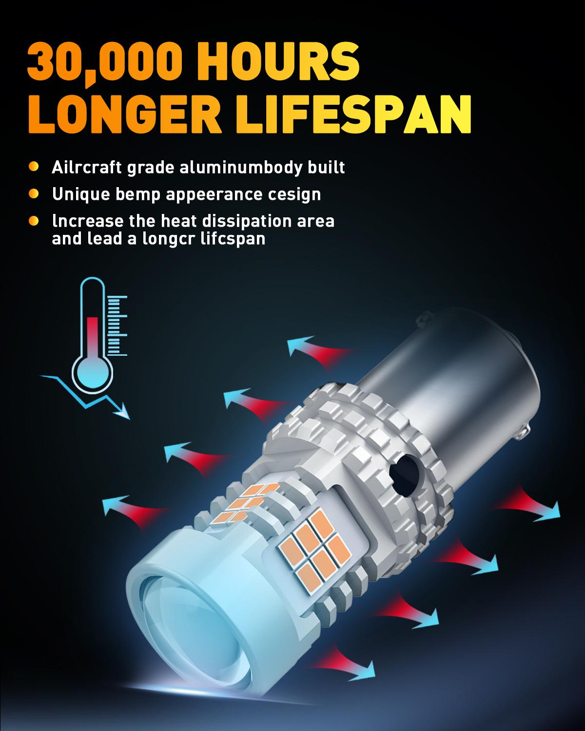 OXILAM BA15S 1156 LED Turn Signal Light Bulb CANBUS Error Free 2200K Amber Yellow 2800LM for 7506 1156A 1003 1141 P21W Bulb Replacement, Pack of 2 OXILAM BA15S 1156 LED Turn Signal Light Bulb CANBUS Error Free 2200K Amber Yellow 2800LM for 7506 1156A 1003 1141 P21W Bulb Replacement, Pack of 2