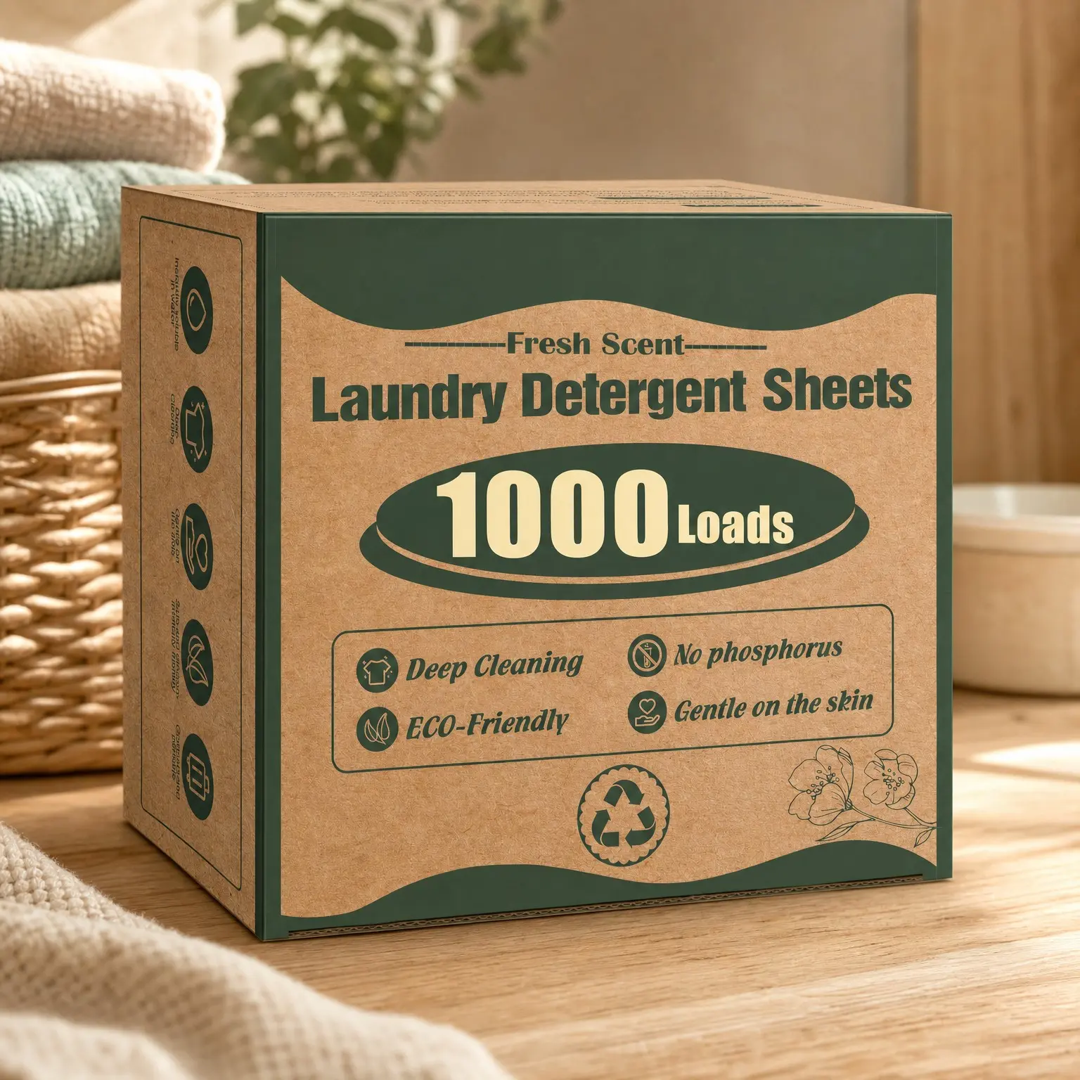 1000 Loads Laundry Detergent Sheets, Fresh Scent | Eco-Friendly Powerful Cleaning for Homes, Dorms & ApartmentsGift