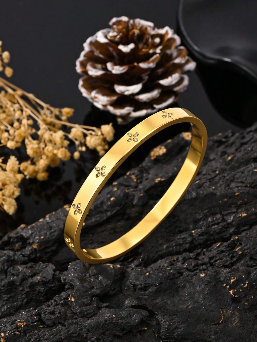 3-piece set of 18K gold-plated stainless steel crystal bracelets, women's fashionable daily wear bracelet set, Fashion Wrist Jewelry, a great choice for holiday gifts