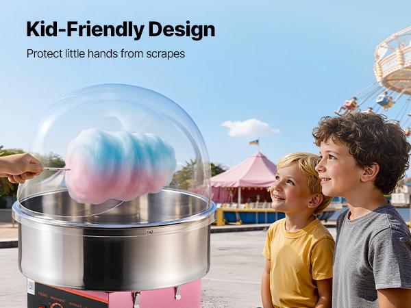 VEVOR Cotton Candy Machine Cover, Transparent Acrylic Dome Bubble Shield, Cotton Candy Machine Bubble Shield Compatible with 20.5in Cottons Candies Machines Bowl for Party, Shops, Bottom Groove Design