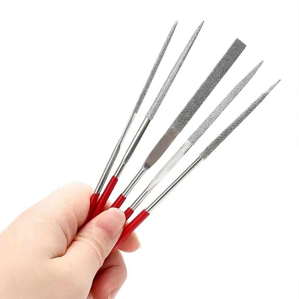 10pc Mini Diamond Needle File Set, Anti-Slip Handle Precision Grinding Tools for DIY Jewelry Making, Metal Glass Ceramic Wood Carving, Model Wax Sculpting, Nail Art & Craft Polishing & Shaping Kit
