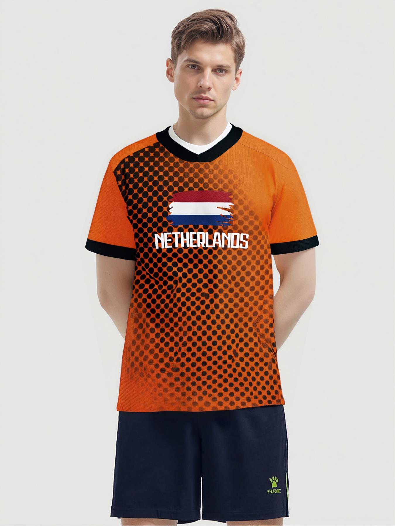 Netherlands Football Jersey Men's Breathable Soccer Shirt Netherlands National Team Fan Training Uniform