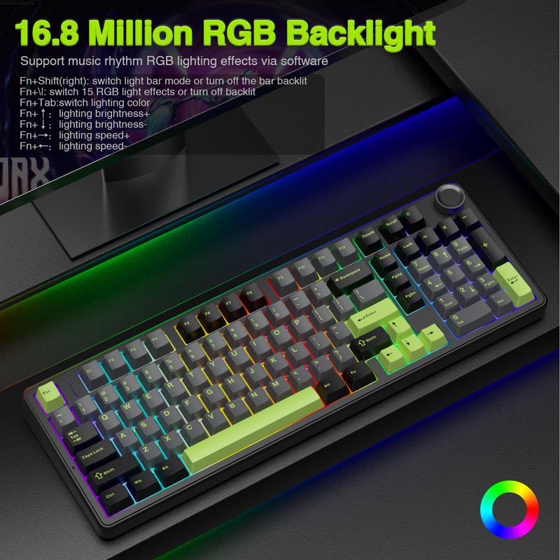 AULA F99 Pro Wireless Gaming Mechanical Keyboard with Knob Control, Tri-Mode BT5.0/USB-C/2.4GHz Hot Swappable Custom Keyboard,Pre-lubed Linear Switches,Gasket Structure,RGB Backlit Computer Gaming Keyboards PC Accessories   TikTokShopfalldealsforyou