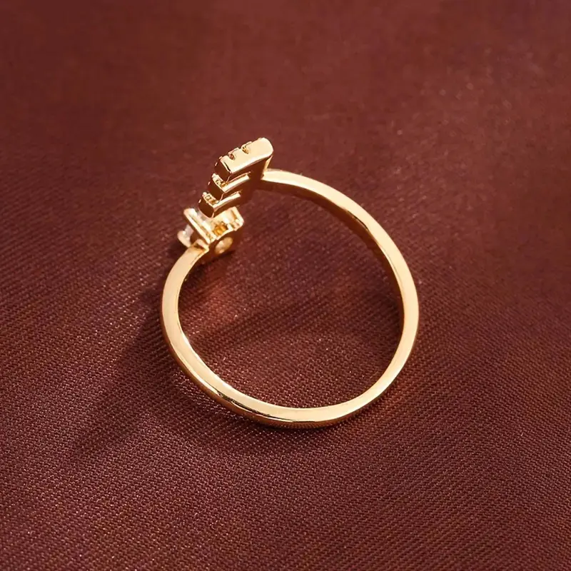 Exquisite Trendy Minimalist Adjustable Initial Letter Zircon Crystal Artificial Gemstone Ring - 26-Letter Band, Unisex Fashion Rings, Anniversary Gift for Him, Adult Jewelry Accessory for Everyday Wear