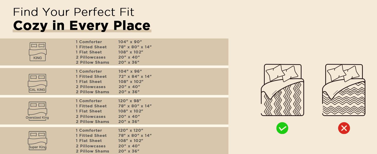 Litanika 7-Piece Bedding Set - Queen Chevron Tufted Comforter with Sheets | Beige Neutral Collection