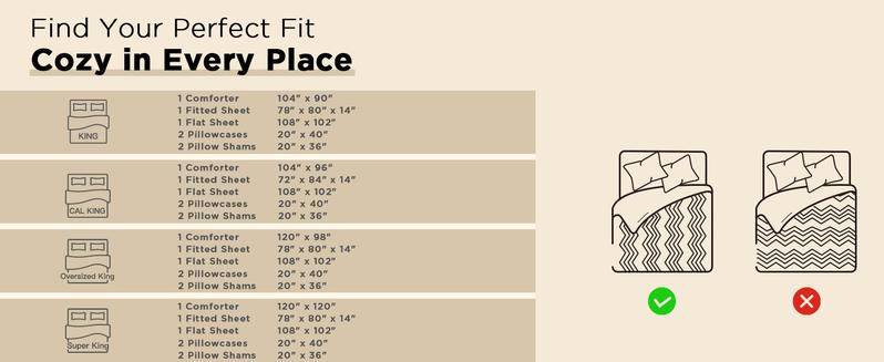 Litanika 7-Piece Bedding Set - Queen Chevron Tufted Comforter with Sheets | Beige Neutral Collection