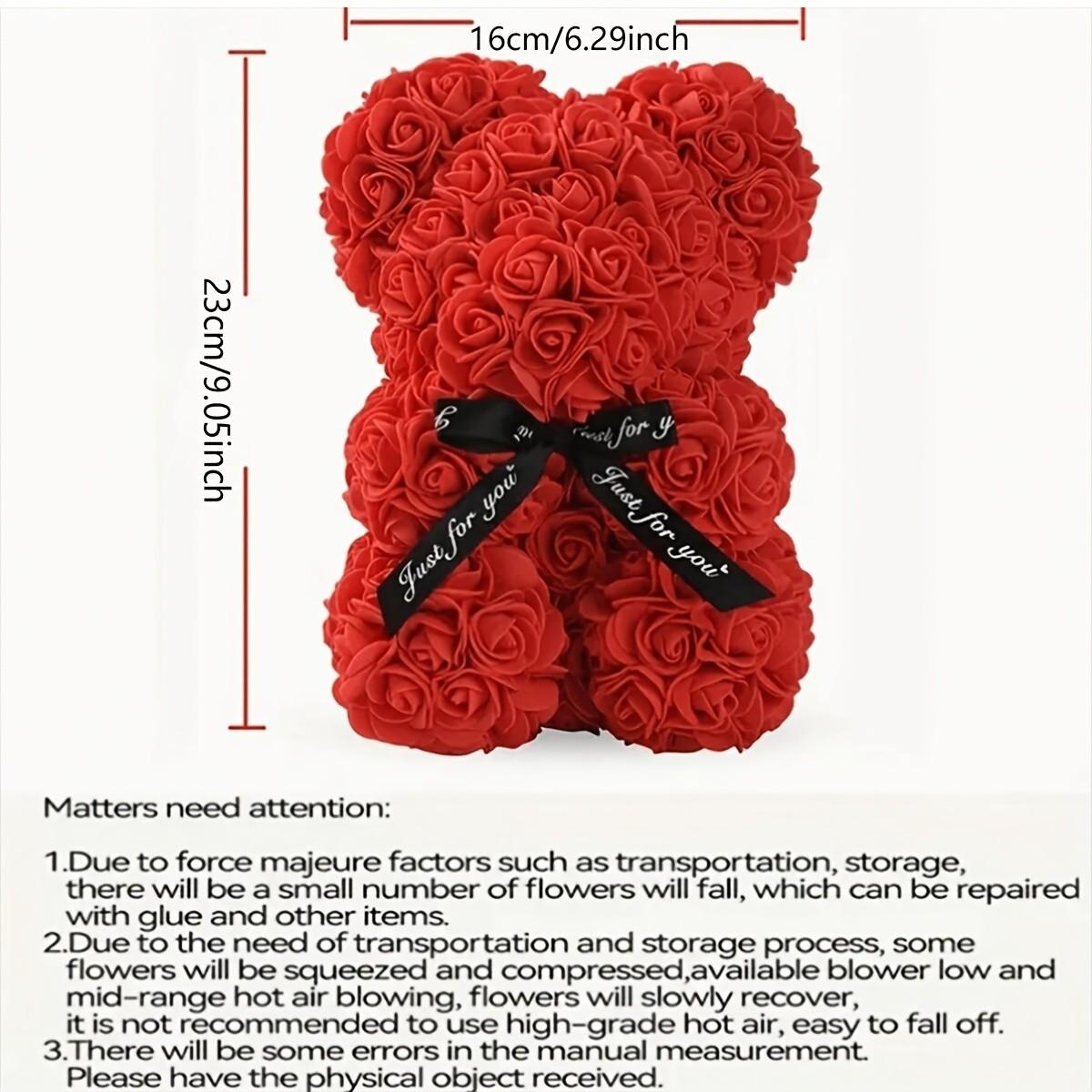 Rose Bear Valentine's Day Gift Set, Floral Teddy Bear with Box Balloon Card, Cute Romantic Love Christmas Wedding Birthday Decorations