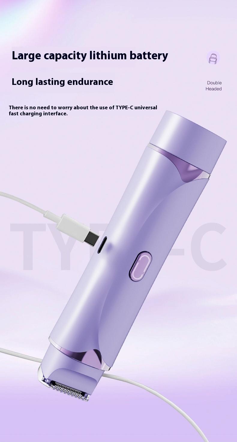 Double Head Electric Shaver, 3D Floating Dual Ring Blade Net, Long-Lasting Battery, USB Rechargeable Shaver, Safe & Comfortable, Skin-Friendly Hair Removal Tool