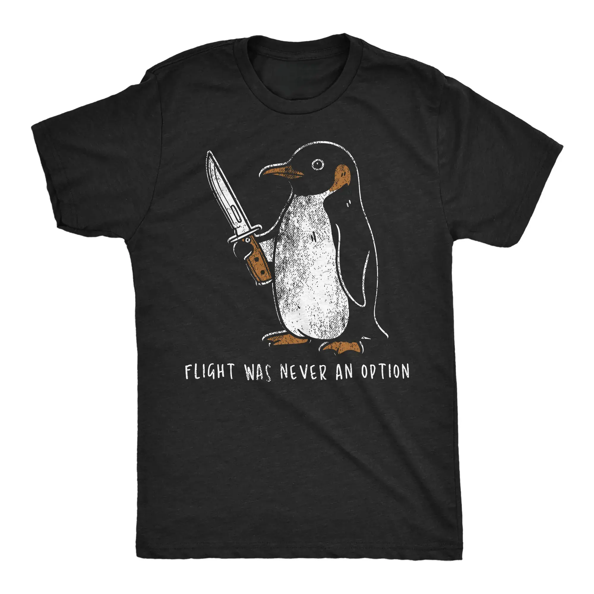 Mens Funny T Shirts Flight Was Never An Option Penguin Tee Mens Funny T Shirts Cool Vintage Fashion T-Shirt Gift Classic Menswear Funny Animal Short Sleeve Novelty Tees for Guys Black -