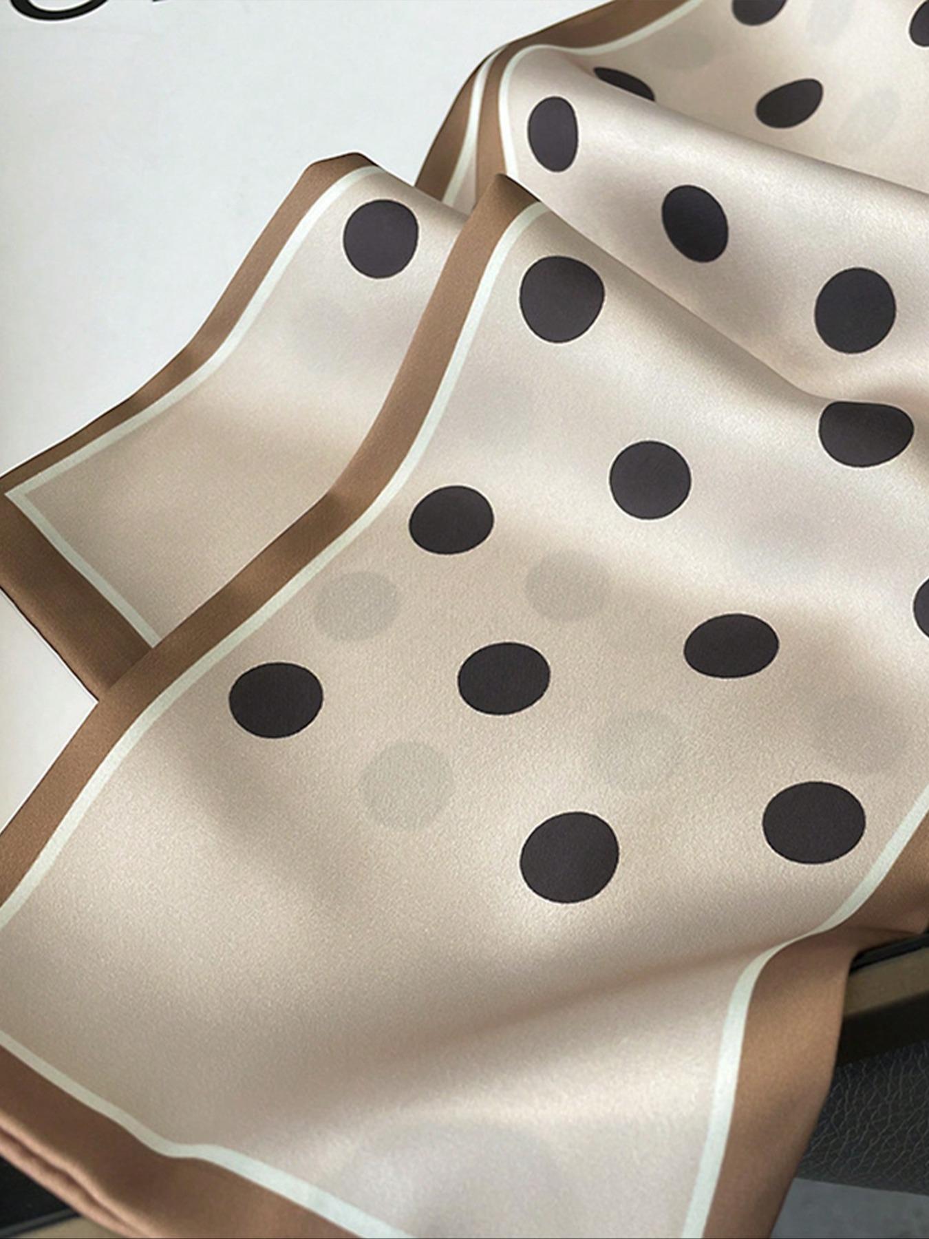 Elegant Polka Dot Satin Square Scarf, Double-Layer Ribbon for Women, Versatile Neck Scarf, Head Wrap, Waist Belt, Handbag Accessory