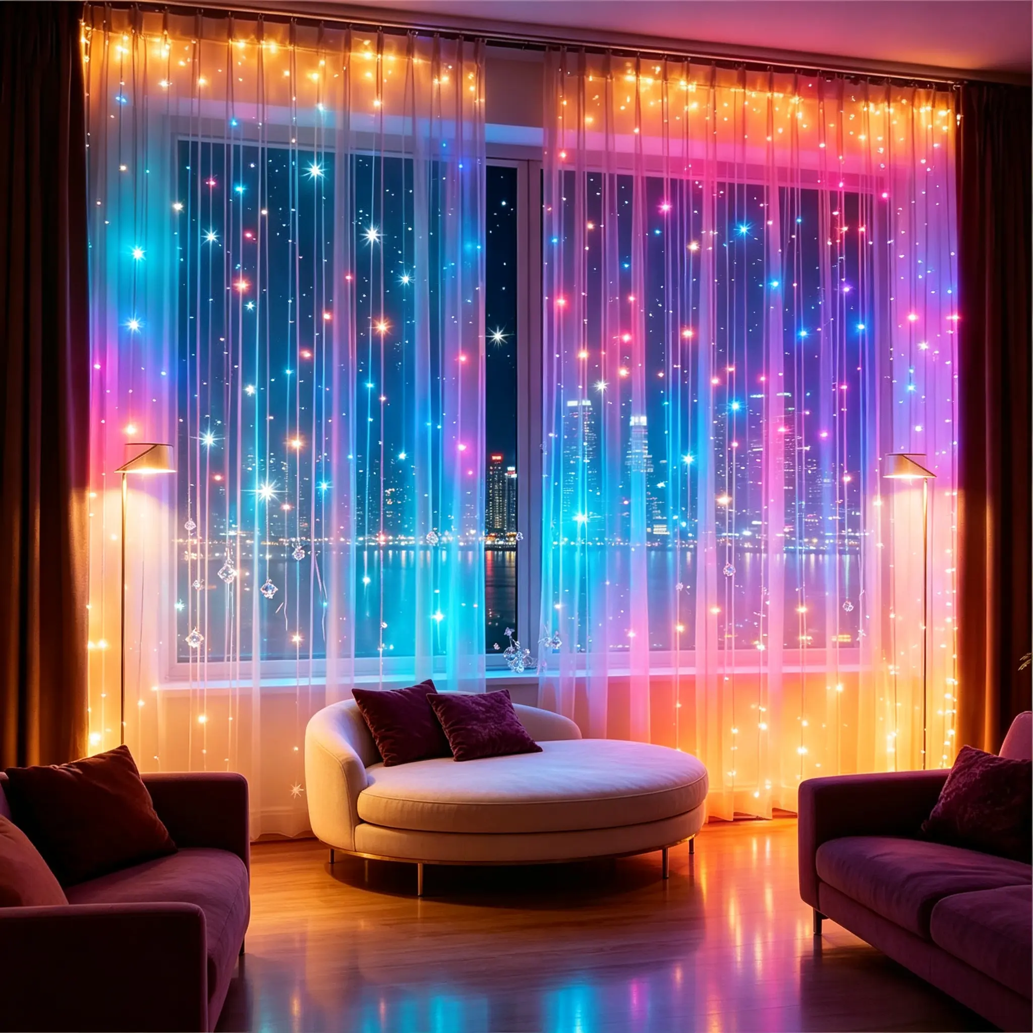 300-LED Fairy Curtain String Lights (0-5W), 9.8ft x 9.8ft Corded USB Plug-in, 8 Modes, IP44 Weatherproof, Dimmable with Timer Remote, for Bedroom House Decor, Dorm Decor, Night Light, Apartment Stuff (Multicolor/Warm White) - Room Accessories