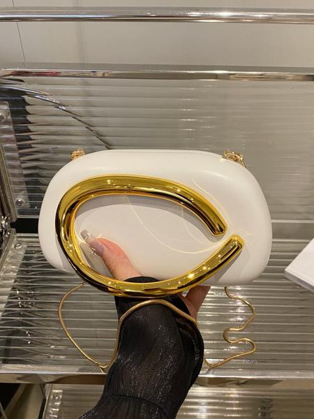 Elegant Women's Chain Shoulder Evening Bag, Fashion Handbag, Party Decoration Bag, Hard Shell Metal Clutch, Box Bag, All Seasons, Fashionable Unique Bags