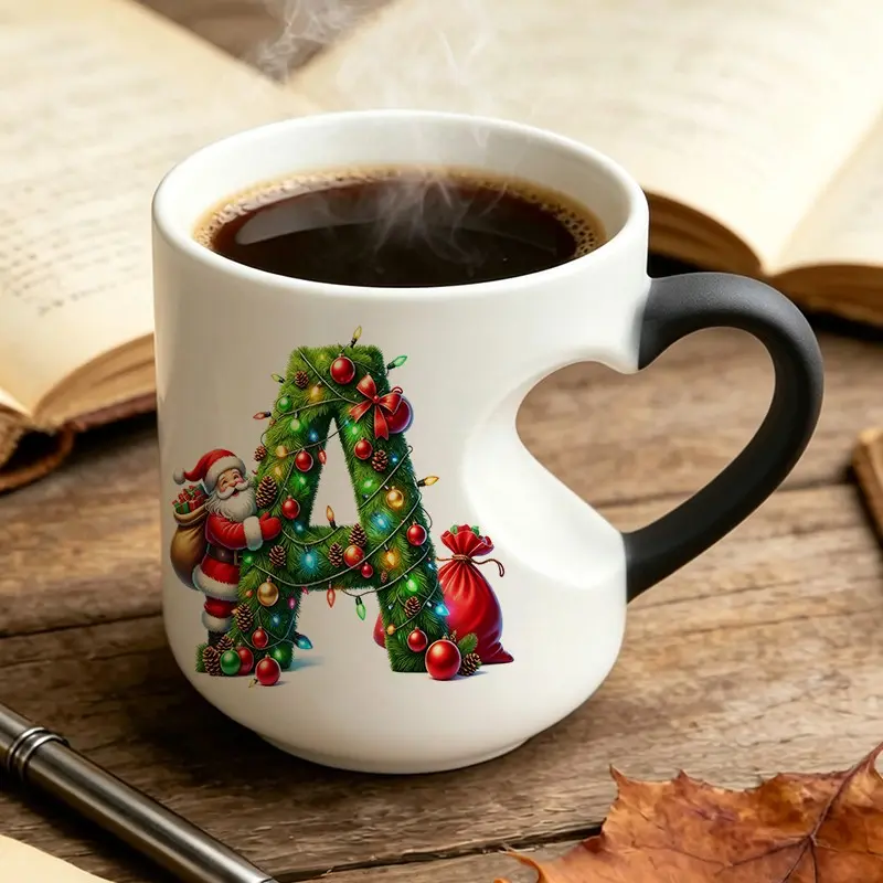 Magical Color Changing Ceramic Coffee Mug, Heart Shape Handle Initial A ...