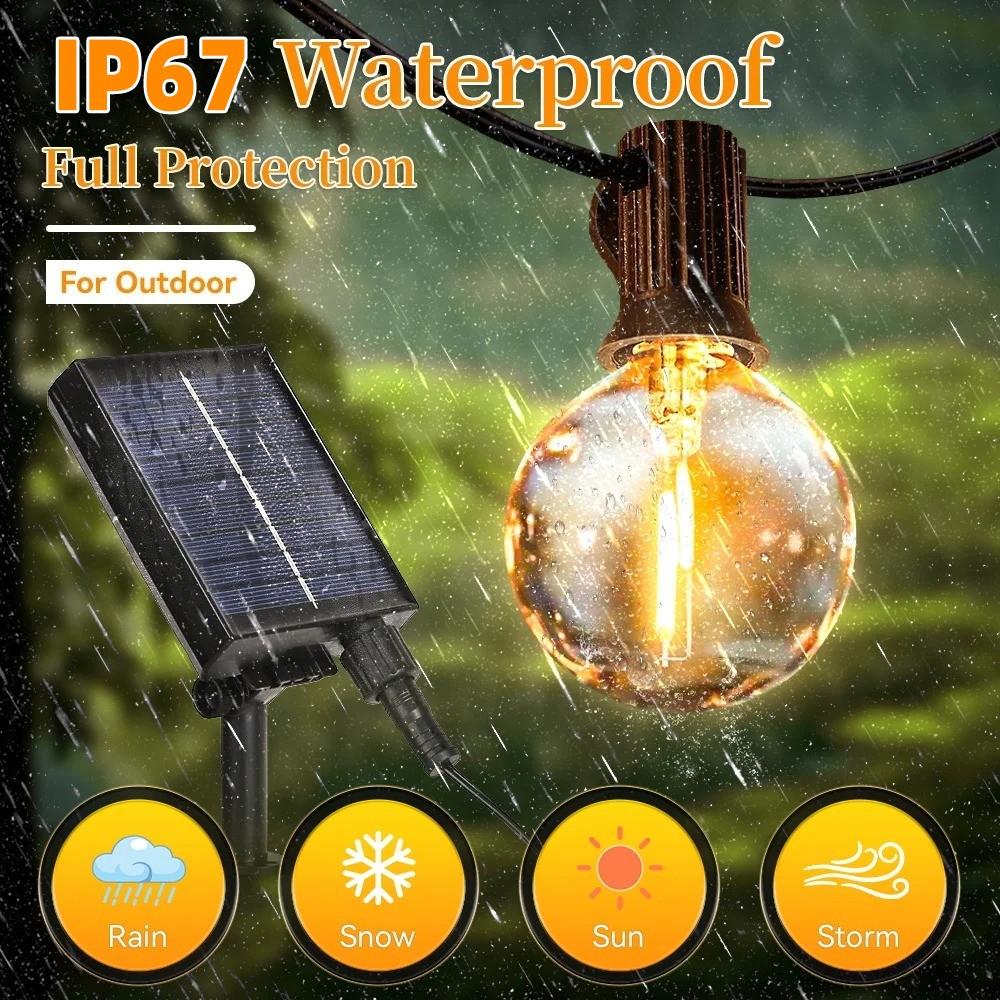 5m 10led Outdoor Solar String Lights, Warm, Adjustable 8 Light Modes, Waterproof, Camping, Decoration, Ambient Lighting
