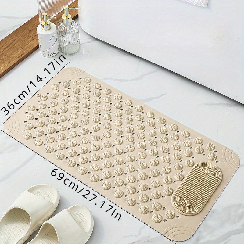 1pc non-slip shower mat, bathtub mat with drain holes and suction cups, foot massage shower rug, home bathroom, bathroom necessities.