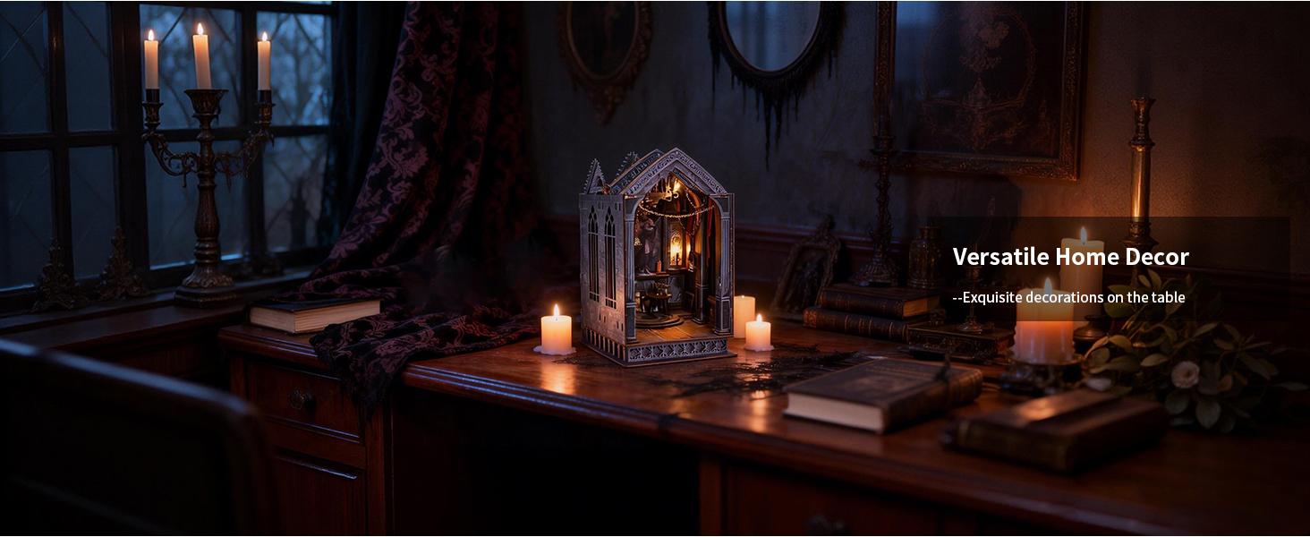 book nook kit,diy book nook for adults,miniature house kit,book nook with led light,wooden book nook craft,bookshelf decor,reading nook display,book lover gifts,diy miniature building kit,home decor gifts,mini bookend decor,night prayer booknook