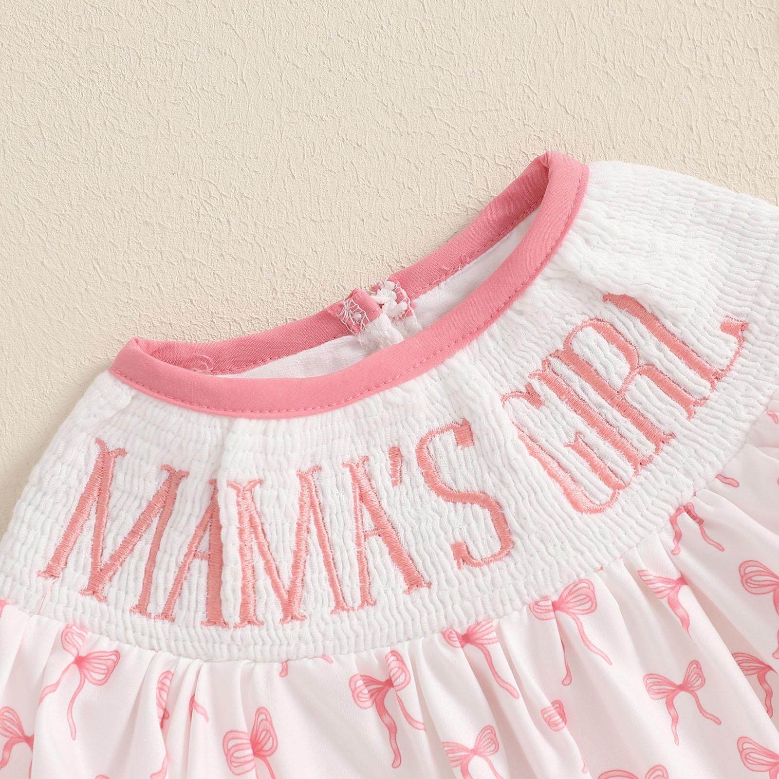 Newborn Baby Girl Romper Mamas Mini Bow Plaid Print Puff Sleeve Smocked Bubble Romper Jumpsuit Bodysuit Clothes Springtok