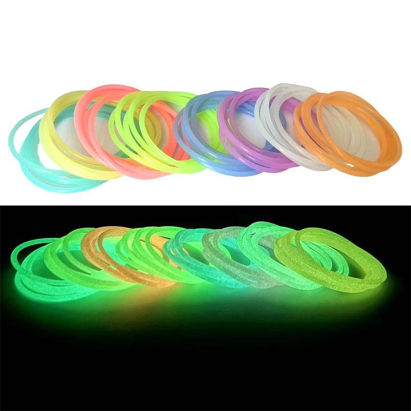 20 Pcs Glow-In-The-Dark Bohemian Silicone Bracelets, Fluorescent Elastic Wristbands, Festival Party Night Run Accessories, Random Colors