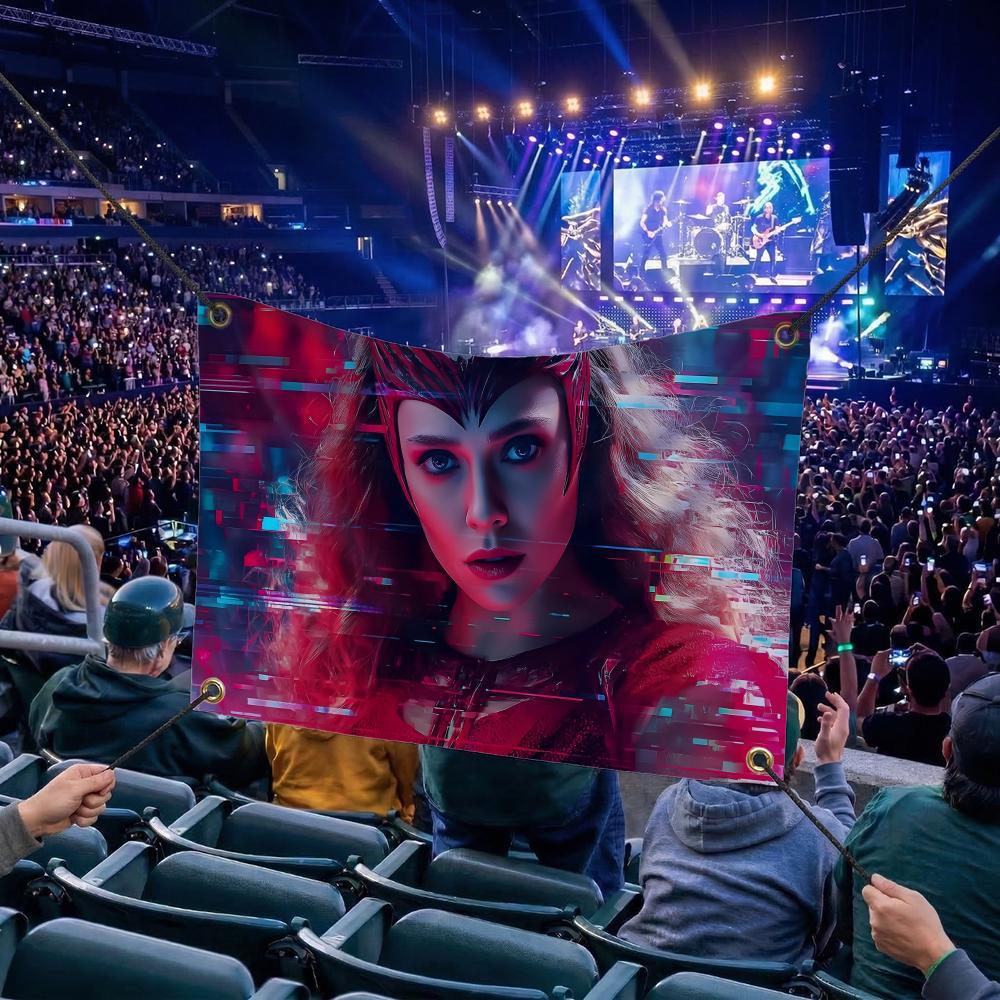 S-Scarlet Witch MOVIE Flags Multi Size Atmosphere Flag, Cheerleading Hand Pulled Banner, Portable Outdoor Event Flag & Wall Decor for Sports, Parties, Home and Room Decoration