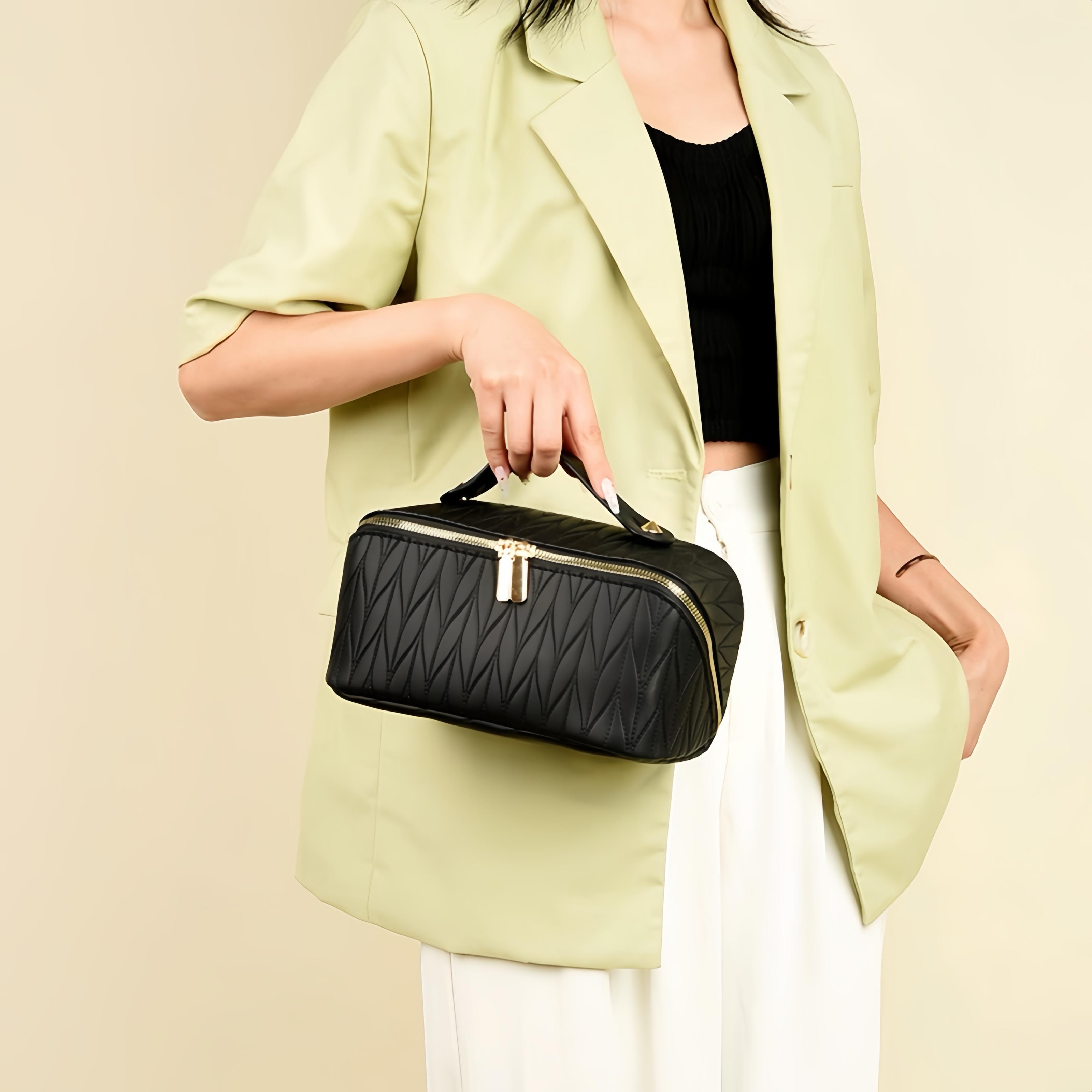 Large Capacity PU Cosmetic Salon-Grade Organizer Bag for Travel Waterproof Valentine's Day Gift Vegan Leather Makeup Pouch Portable Toiletry Bag for Women Makeup Case Jewelry Organizer Box Handheld Cosmetic Pouch Girlfriend Present Minimalist Large Capacity PU Cosmetic Salon-Grade Organizer Bag for Travel Waterproof Valentine's Day Gift Vegan Leather Makeup Pouch Portable Toiletry Bag for Women Makeup Case Jewelry Organizer Box Handheld Cosmetic Pouch Girlfriend Present Minimalist