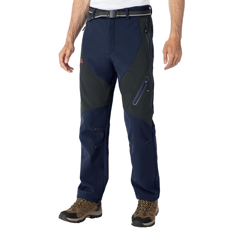 YSENTO Men's Winter Hiking Pants Waterproof Fleece lined Ski Snow Softshell Work Pants 4 Pockets for Outdoor Camping fishing Casual Athletic Jogging