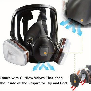 Reusable Full Face Gas Mask Facepiece Respirator Painting Spraying Anti-Fog Full Face Respirator, Industrial Spray Protection Mask, Safety Work Filter, Formaldehyde Protection, for Painting, Welding, Polishing, Home Renovation Safety Gear 25in1