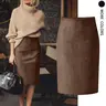 Women's Solid Color Deer Skin Air Layer Fitted Knee-Length Skirt, Fashionable Simple Elegant Comfortable, Ideal for Daily Commute and Versatile Wear