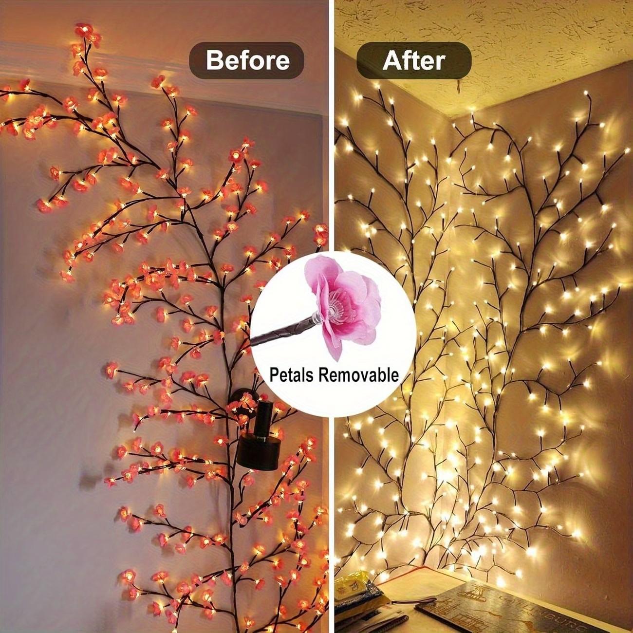 96 LED Cherry Blossom String Lights, Bendable Sakura Branches, 8 Lighting Modes, USB Powered, DIY Decor for Bedroom, Wall, Party, Wedding, Holiday, Versatile Usage