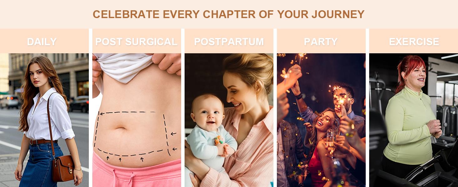 EOMENIE Women's Fajas Colombianas Shapewear Tummy Control Full Shapewear Butt Lifter with Zipper Crotch Hooks & Eyes Closure Anti-Roll Silicone Strips Adjustable Fit