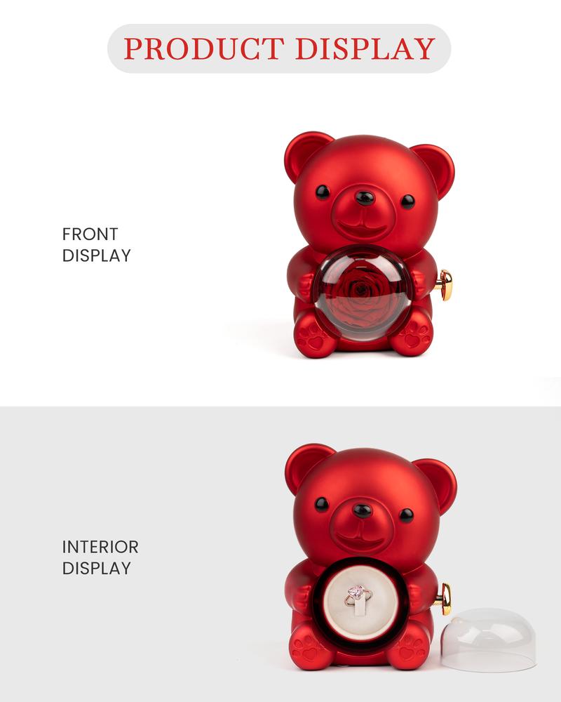 【Valentine's Day gift】 Romantic gifts- Red Real Rose Bear, Heart-Designed Ring & Exquisite Pendant Necklace with Flowers & Rhinestones, Ideal for Mom's Birthday, Wife's Anniversary, Expressing Love & Eternal Roses 【Valentine's Day gift】 Romantic gifts- Red Real Rose Bear, Heart-Designed Ring & Exquisite Pendant Necklace with Flowers & Rhinestones, Ideal for Mom's Birthday, Wife's Anniversary, Expressing Love & Eternal Roses