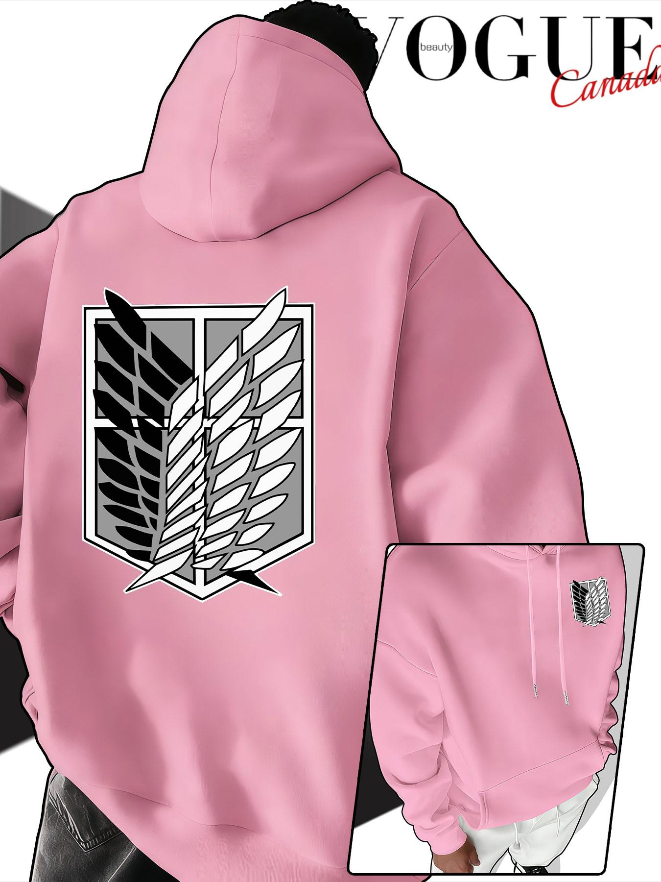 Autumn Attack on Titan Survey Corps Free Wing Print Hoodie, Unisex Japanese Anime Style Loose Fit Sweatshirt, Fall & Winter Casual Wear