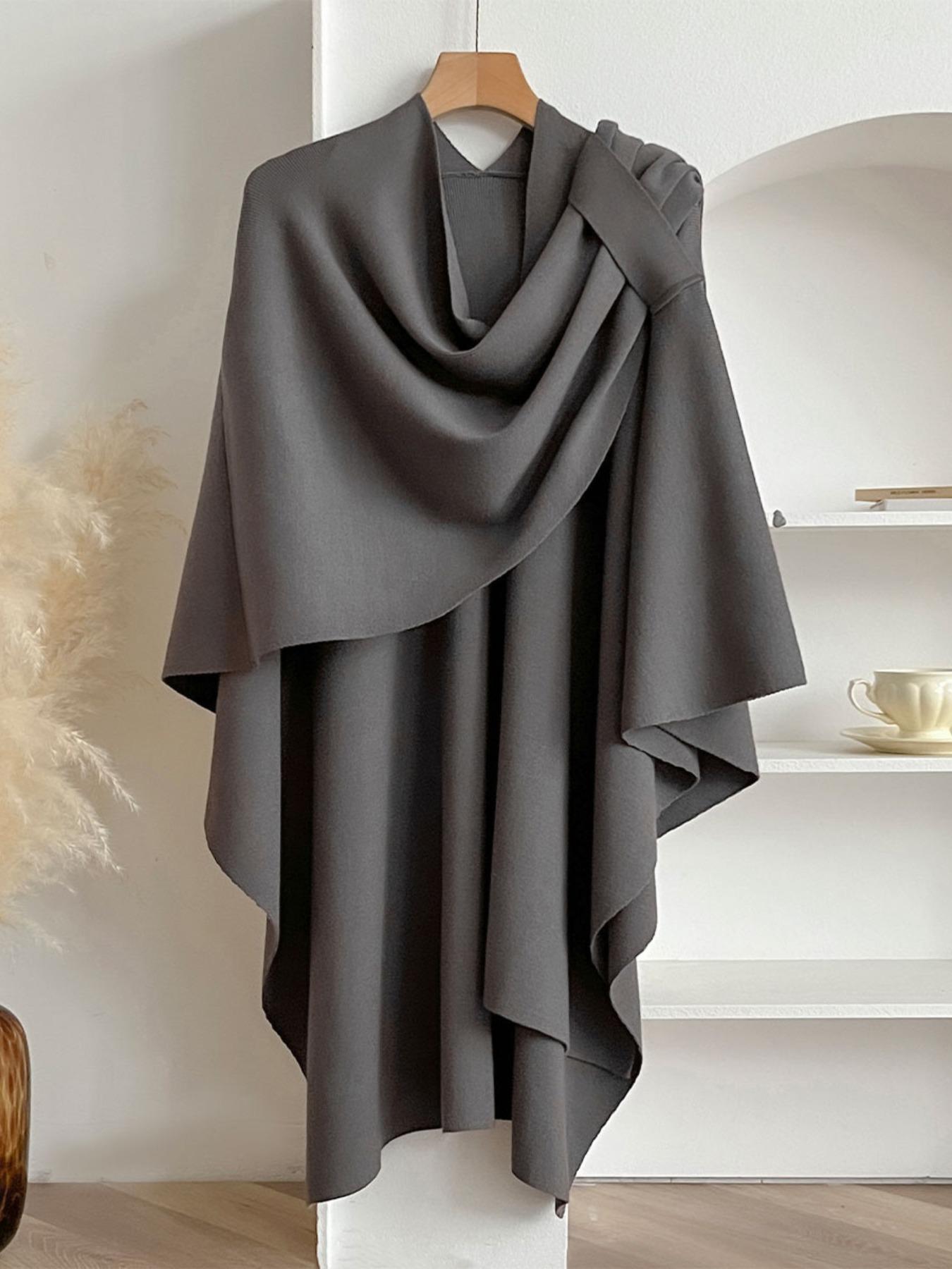 Elegant Women's Fashion Shawl, Simple Solid Color Cape for Daily Use, Perfect Birthday Gift, All Season Wearable Accessory, Trendy Solid Shawl