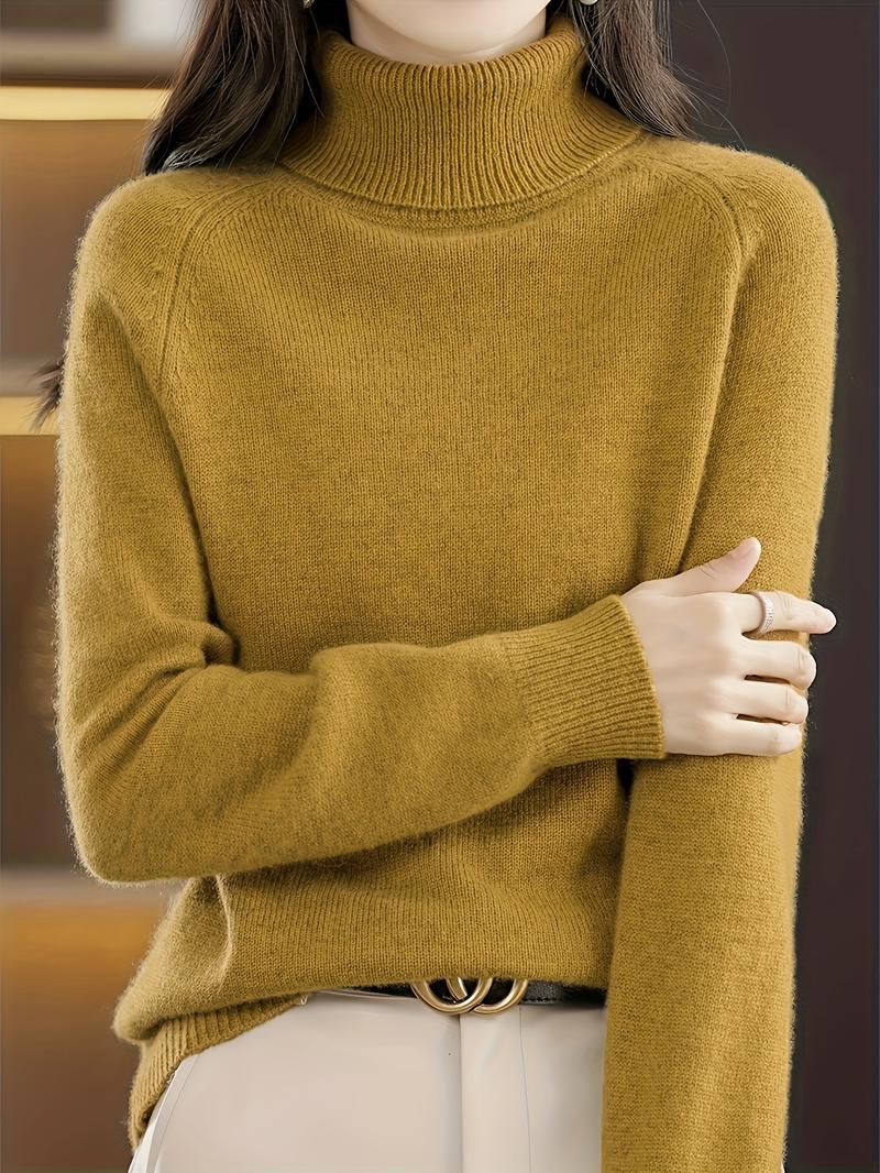 New Women's Mock Neck Sweater, Loose Knit Pullover, Warm Inner Layer Top, Casual Knitwear for Fall & Winter, Ladies Clothing