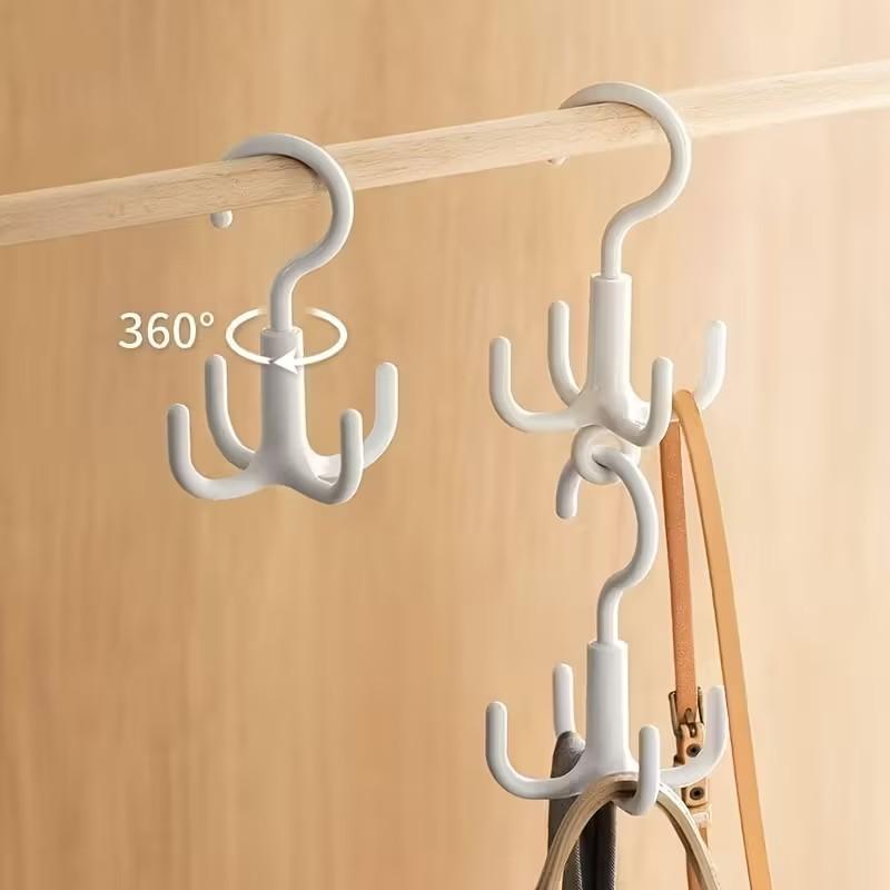 Rotating Hook Space-Saving Multi-Functional Closet Organizer, No Drilling Required, Perfect for Belts, Ties, Bras, Scarves, Storage Helper