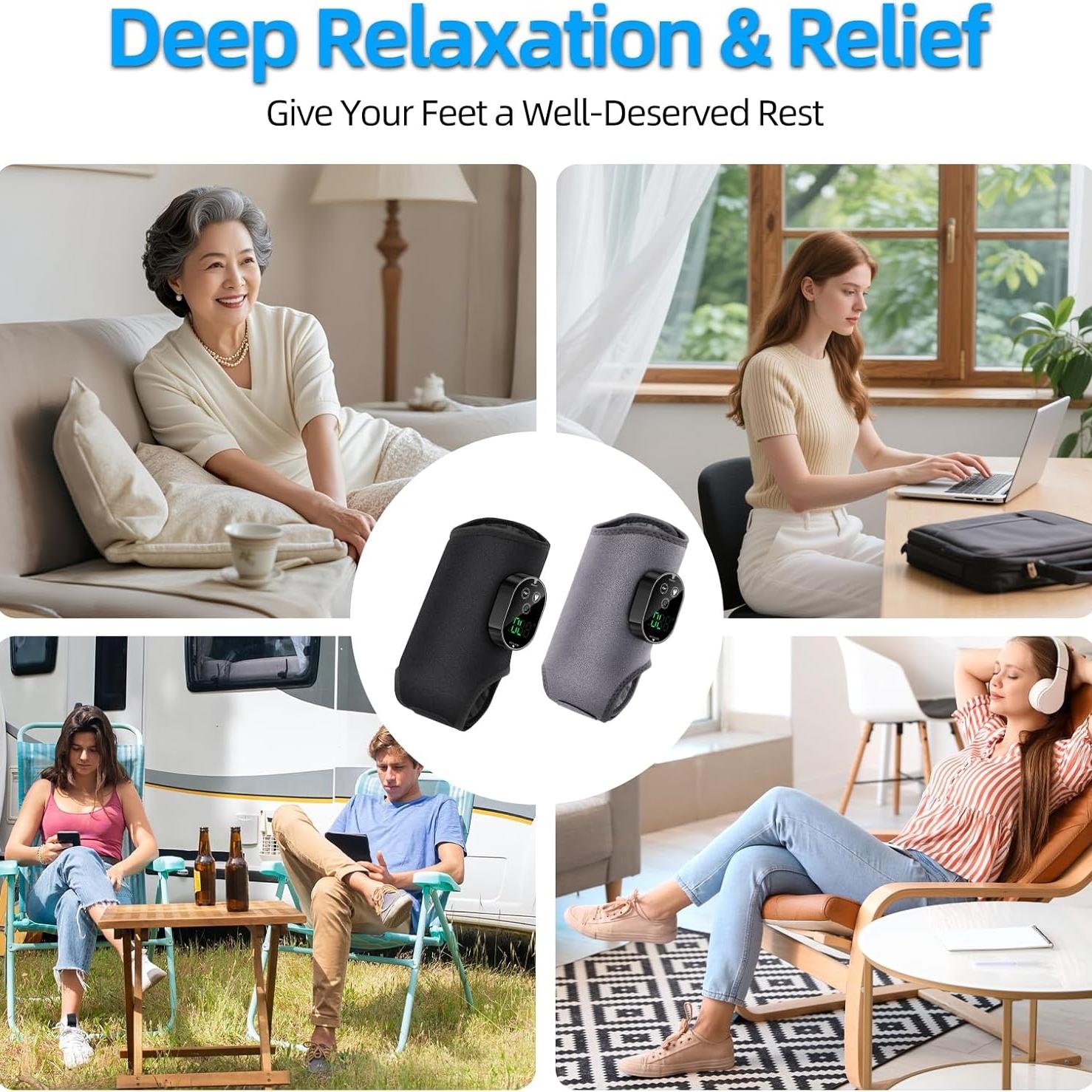 Wireless Ankle Massager USB Charging, Portable Heat Press Vibration Foot Massage, Ankle Joint Protection, 3 Levels Temperature & Strength Adjustment