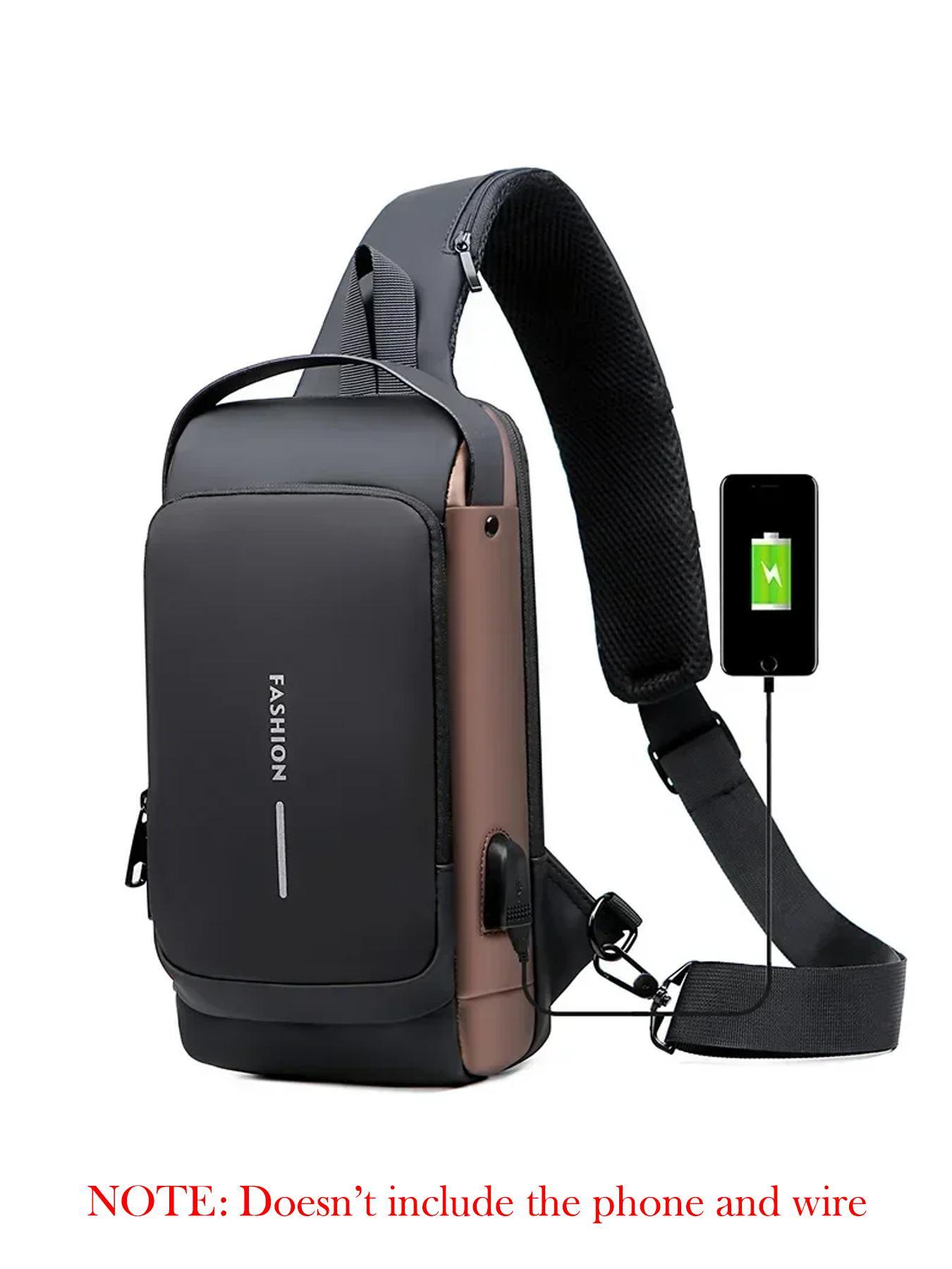 Fashion Motorcycle Bike Sling Bags Waterproof Chest Bags Shoulder Crossbody Bag with USB Charging Port Lock Anti Theft Moto Bag for Men Male,Gift,Daily Use