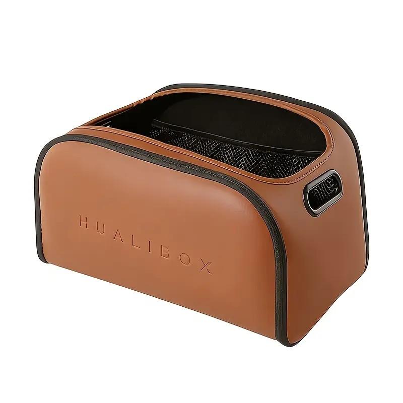 Luxury Leather Car Storage Box, Front Passenger Large Opening, Trunk Large Capacity Organizer, Multi-Functional Car Storage, Fits Various Models