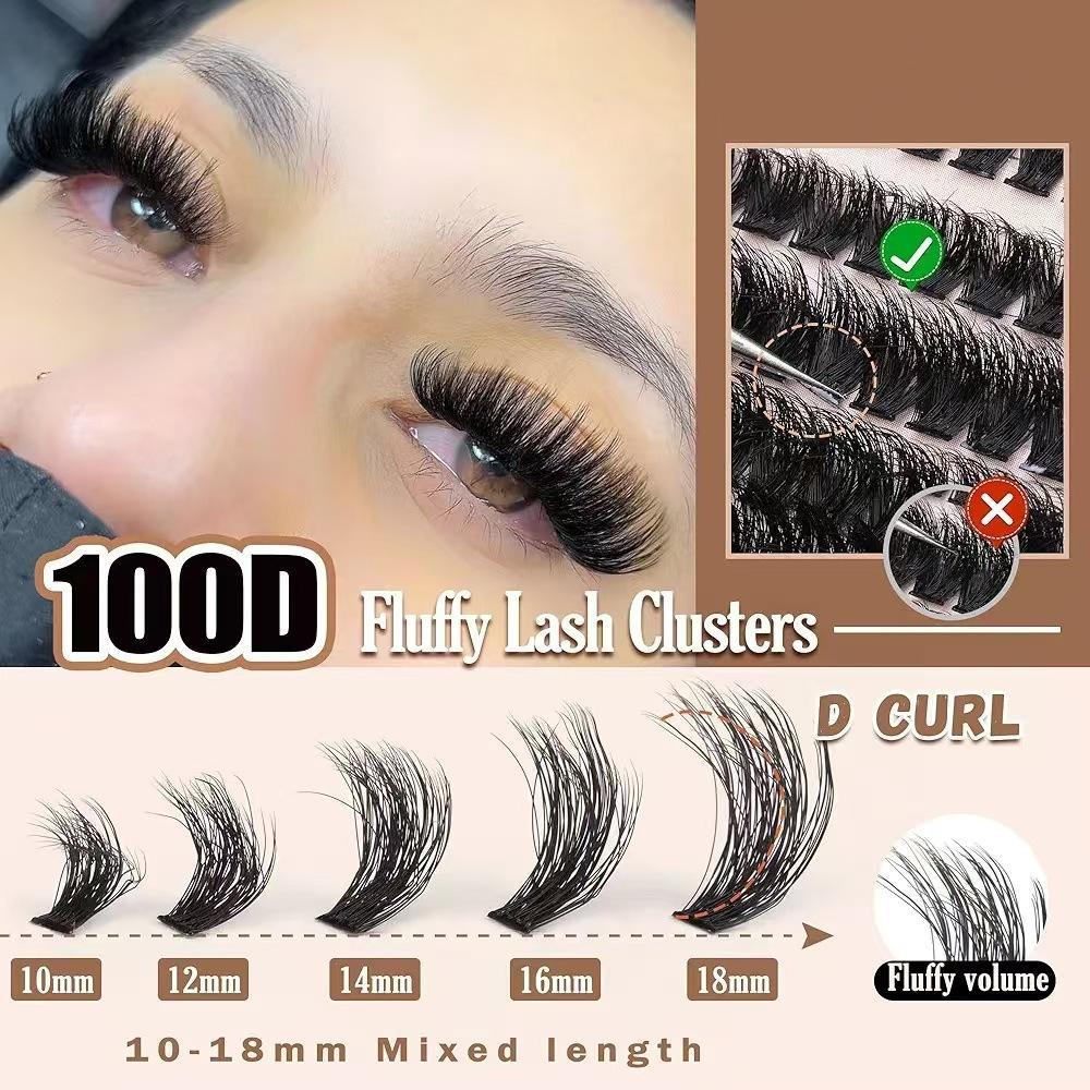 100D Lash Clusters Kit Natural Individual Lashes Wispy Eyelash Extensions 8-16mm DIY Lash Extension Kit Lash Bond and Seal Waterproof, Lash Applicator, Thick False Eyelashes Kit 100D Lash Clusters Kit Natural Individual Lashes Wispy Eyelash Extensions 8-16mm DIY Lash Extension Kit Lash Bond and Seal Waterproof, Lash Applicator, Thick False Eyelashes Kit