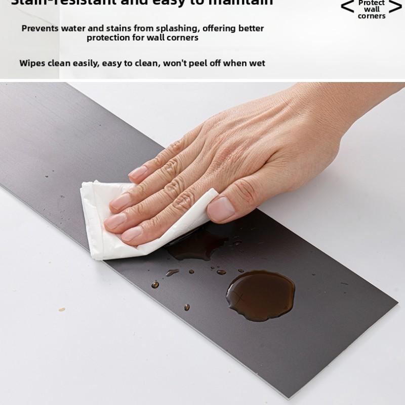 2 Rolls Self-Adhesive Baseboard Trim, Waterproof Moisture-Resistant No Drill Wall Corner Strip, Anti-Mold Floor Line Wallpaper for Kitchen Bathroom Living Room