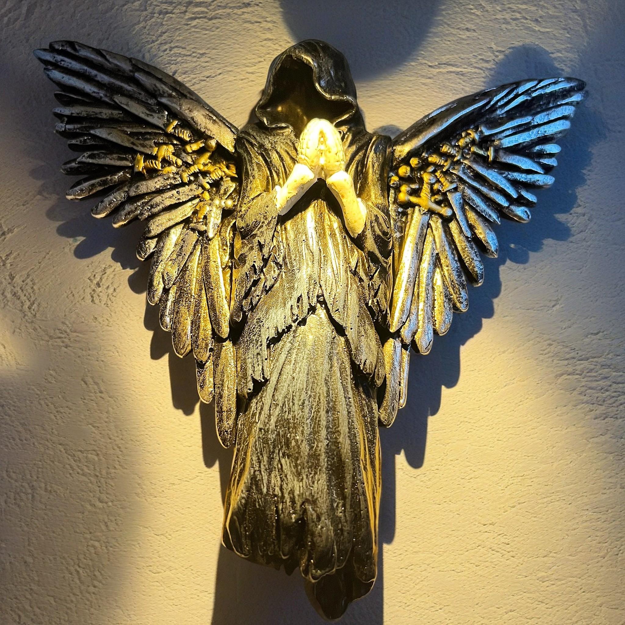 Resin Angel Statue Wall Hanging Decor, Wall Mounted Decor, Unique Home Living Room Bedroom Decoration, Perfect Creative Gift Idea, Elegant Resin Artwork, Wall Ornaments, Aesthetic Design, Decorative Wall Art
