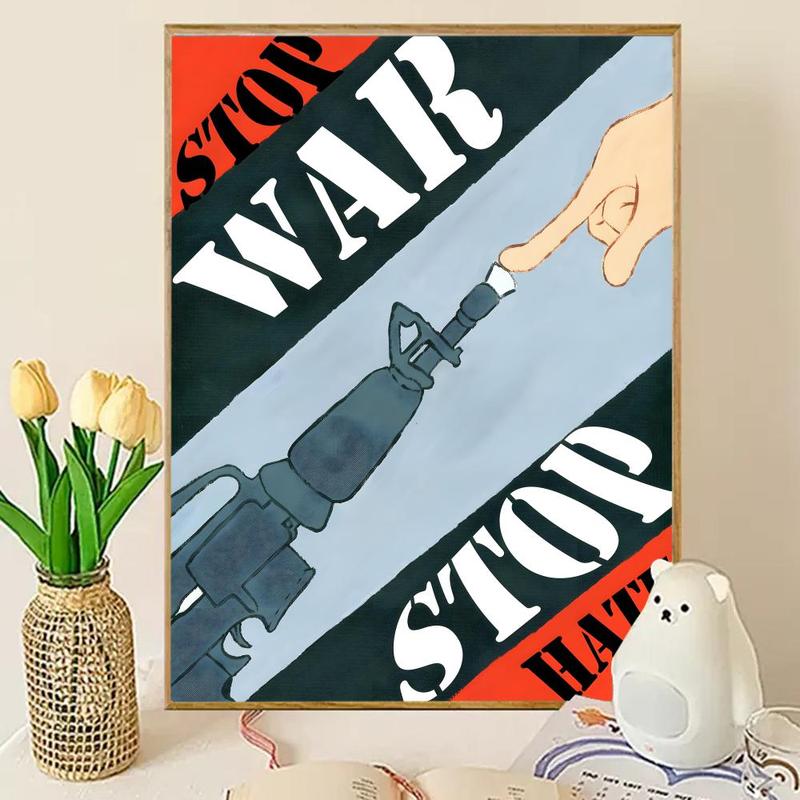 Cool Anti-war propaganda Poster HD Waterproof Self-Adhesive Art Vibrant Wall Print for Living Room Bedroom Bar Parlor Home Decor Gift Fade-Resistant Easy-Apply Durable Dly Artwork Multiple Sizes, High Definition, Easy to Apply & Clean