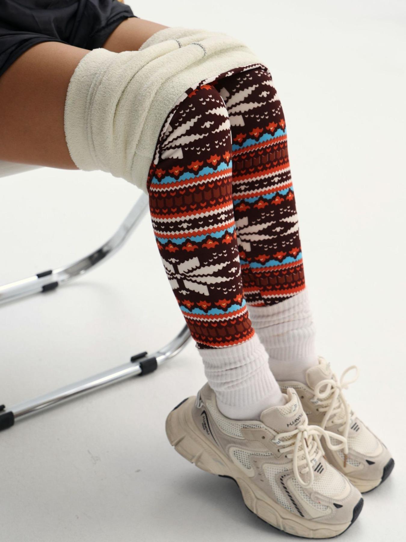 Women's Winter High Waist Plaid Fleece Lined Pants, Elastic Warm Lamb Velvet Nine-Point Leggings, Casual Fashion S-Xxl