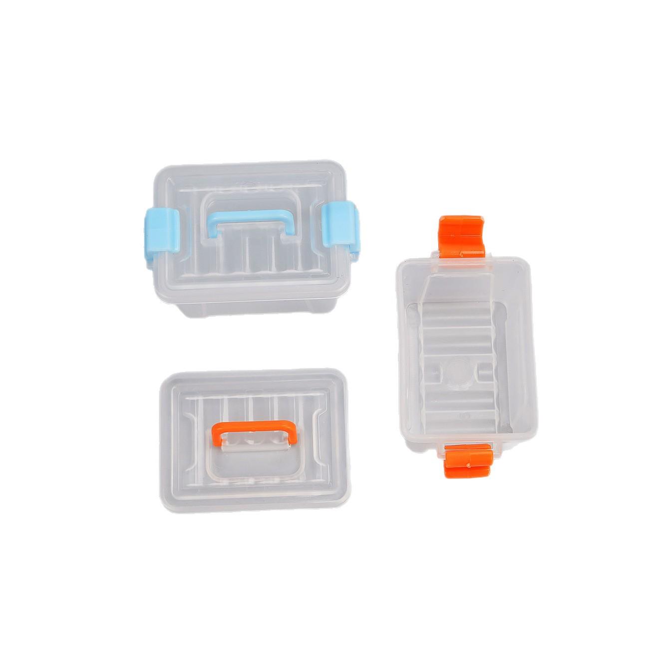 Transparent Plastic Storage Box Mini Suitcase Organizer Small Parts Container Tool Storage Case for Dollhouse Pretend Play Toy