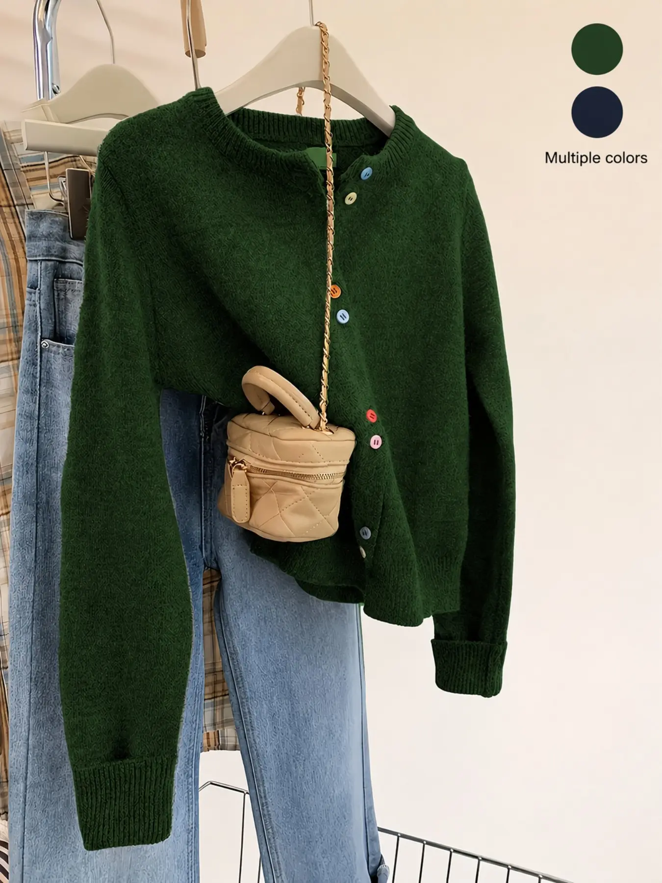 Women's Autumn&Winter sweater Cardigans,Colorful Front Button Style & Vintage Heather Grey Versatile Style