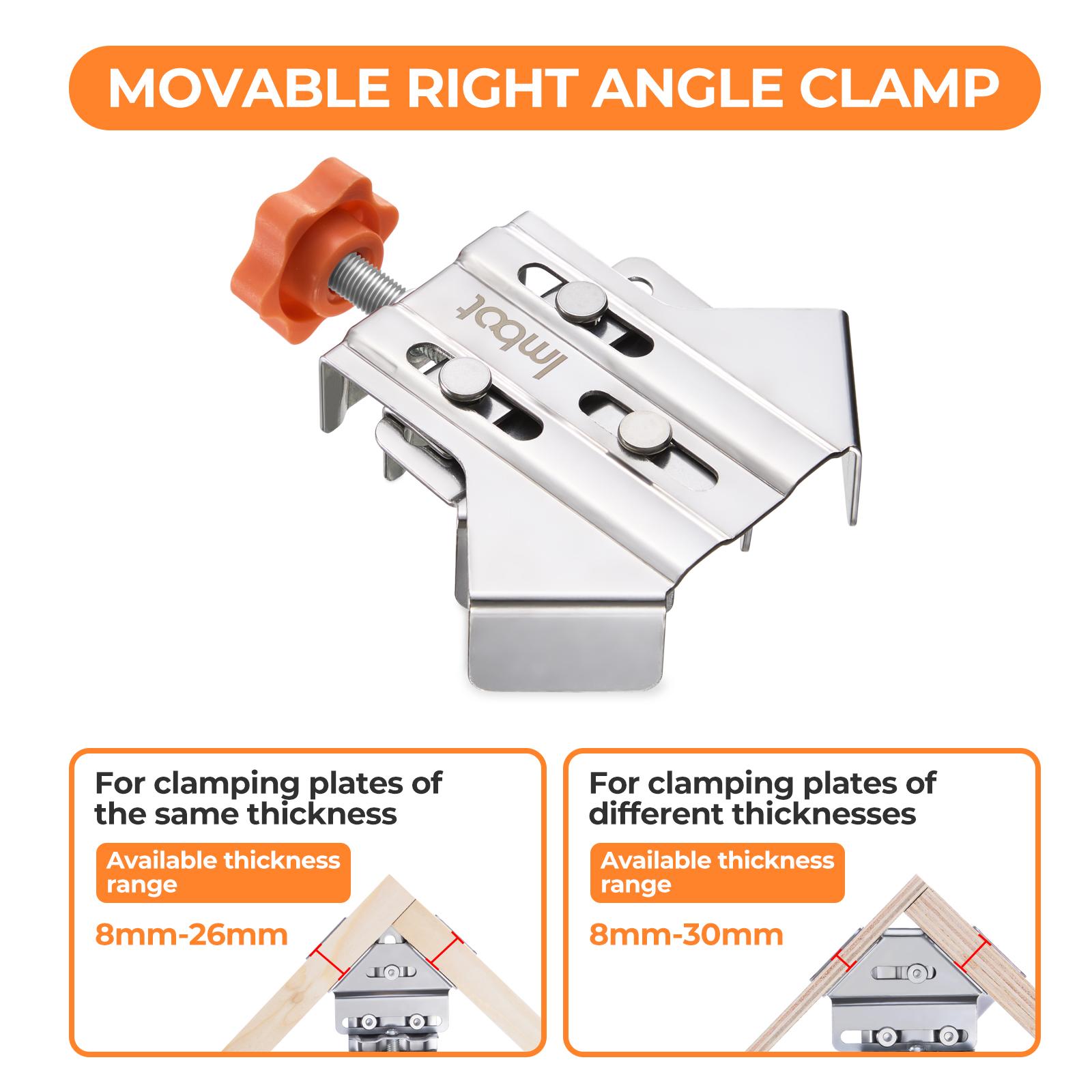 Imbot Right Angle Clamp Adjustable Clamping Thickness for Woodworking - Rust-Resistant Clamps | Flexible Fixing | Time-Saving Precision Alignment Tools for DIY & Carpentry