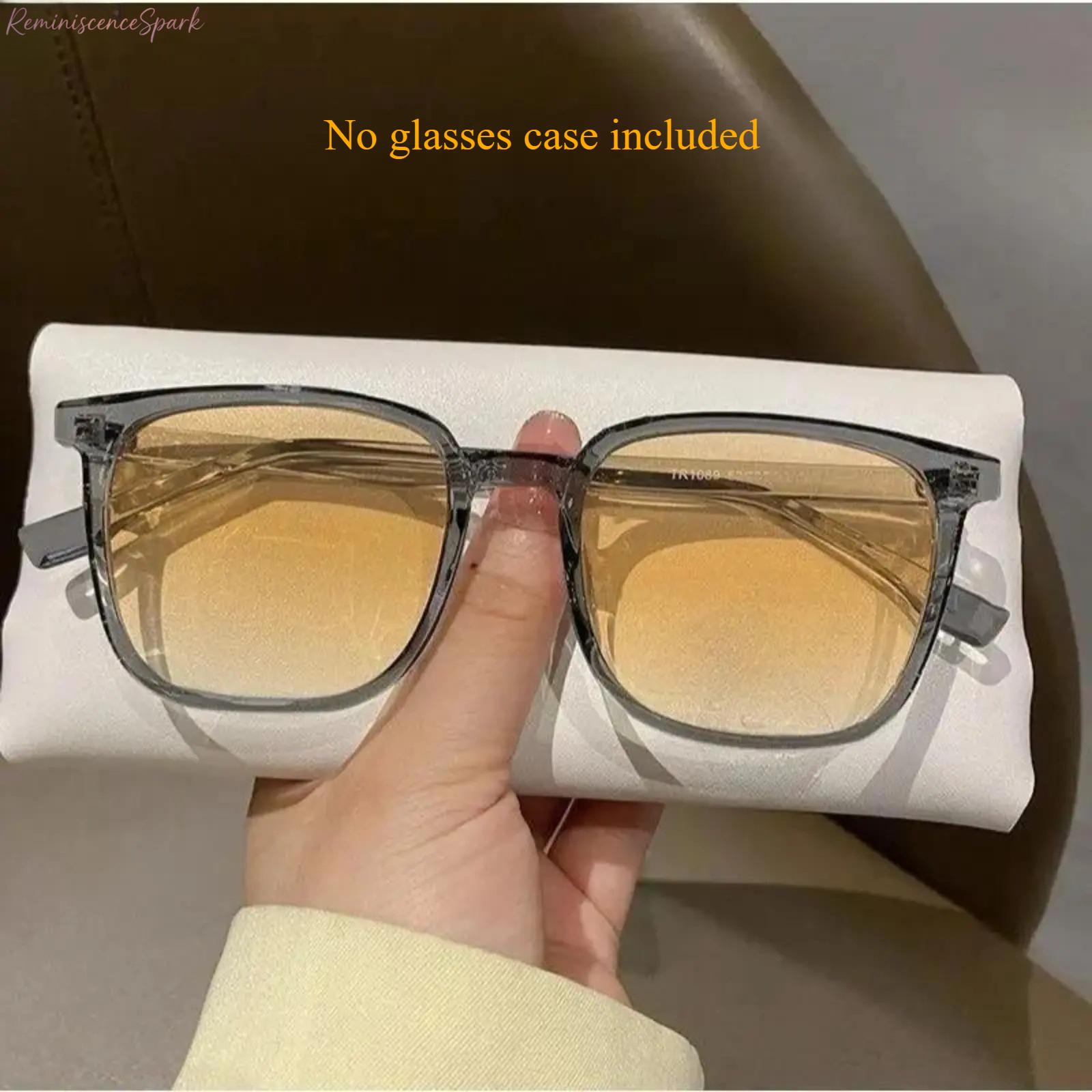 Unisex Photochromic Blue Light Glasses, Trendy Thick Square Black Frame Eyewear, Auto Color Changing Myopia Friendly Shades, Slim Face Flattering Design, Daily Anti-Eye Strain Eyeglasses for Office, Study & Outdoor Use tiktokshopspringglowup