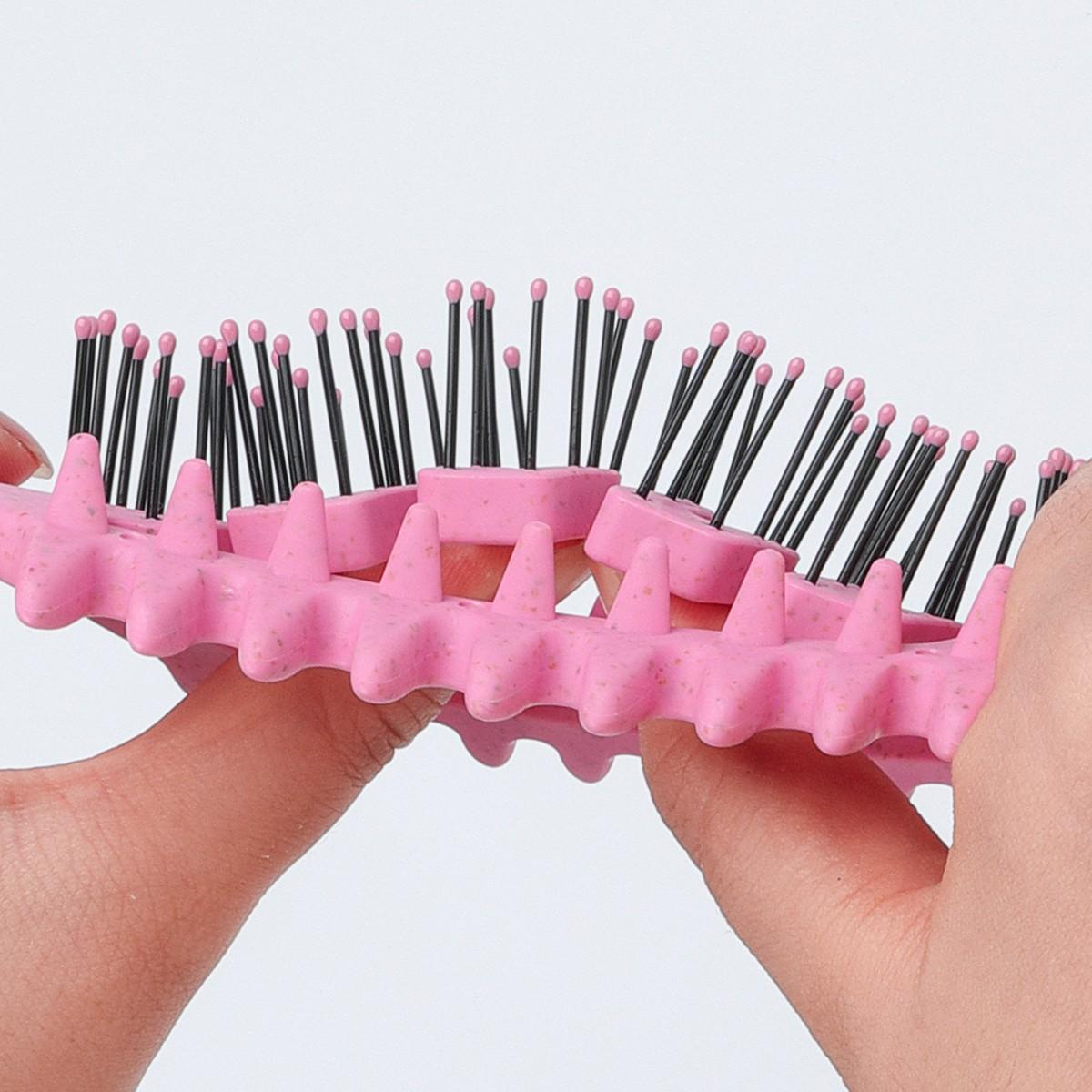 1 Piece Curly Hair Brush, Hollow Comb with Nylon Bristles and Abs Handle, Suitable for All Hairstyles, Dry and Wet Use, Hair Styling Tool