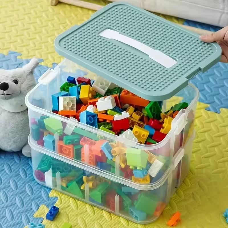 3-Layer Toy Storage Box, Plastic Organizer Bin, Home Organizer, Lego Brick Stackable Container, Game Room Storage Box, Fits Lego, Board Games, Mini Figures
