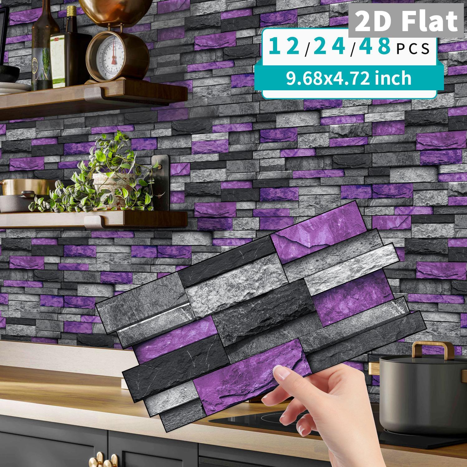 Self-Adhesive Tile Stickers, Patchwork Design, Waterproof & Stain-Resistant, Easy Installation for Bathroom Kitchen Walls, Decorative