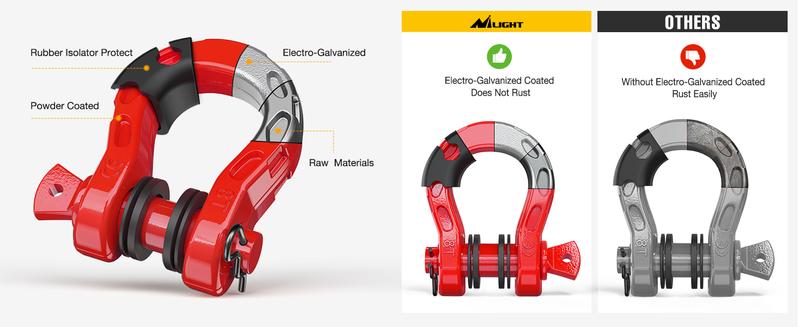 Nilight 2 Pack 3/4" Mega D-Ring Shackle with 7/8" Screw Pin 68,000LBS Break Strength, Heavy Duty Off Road Recovery Shackle for Use with Tow Strap, Winch, Off-Road Jeep Truck Vehicle Parts Hardware Industrial  dealsforyoudays